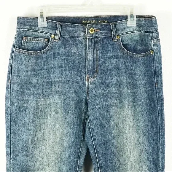 Michael Kors Sexy Boyfriend Jeans 6 Studded Cuff Crop - Picture 7 of 10